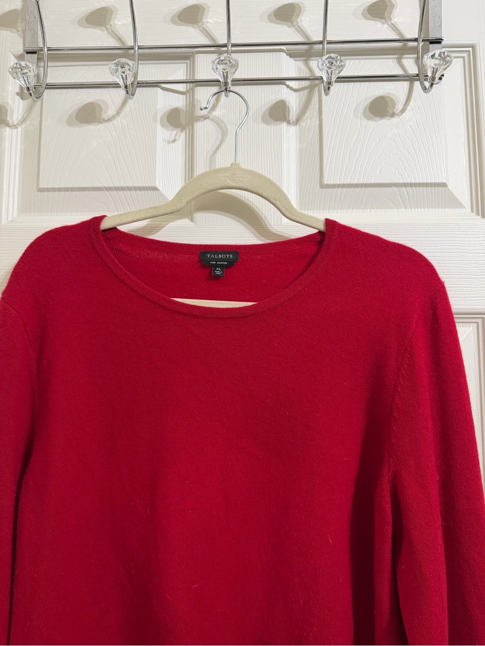 Talbots 100% Cashmere Pure Cashmere Red Long Sleeve Sweater Holidays Christmas - Picture 2 of 9